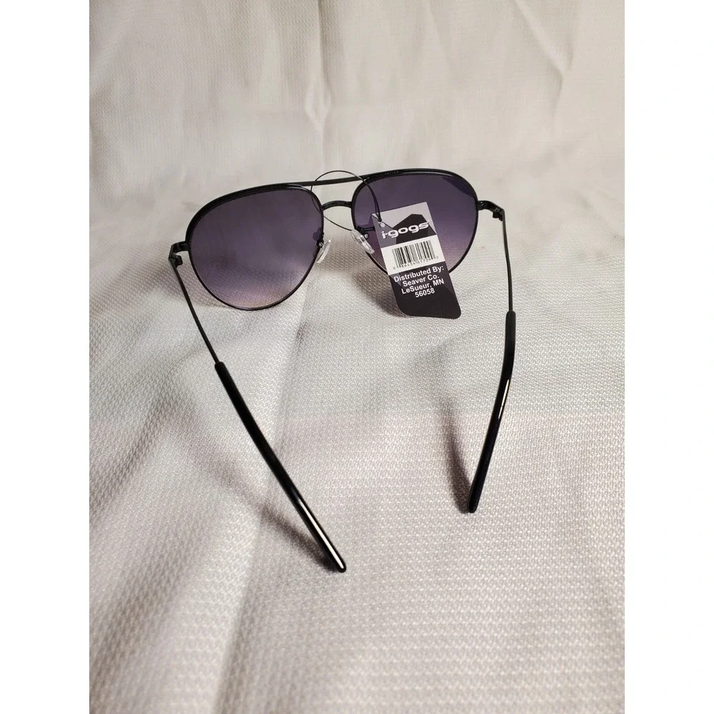 i-gogs Signature Series Aviator Sunglasses 66-615 Rainbow Mirror Black Metal NWT